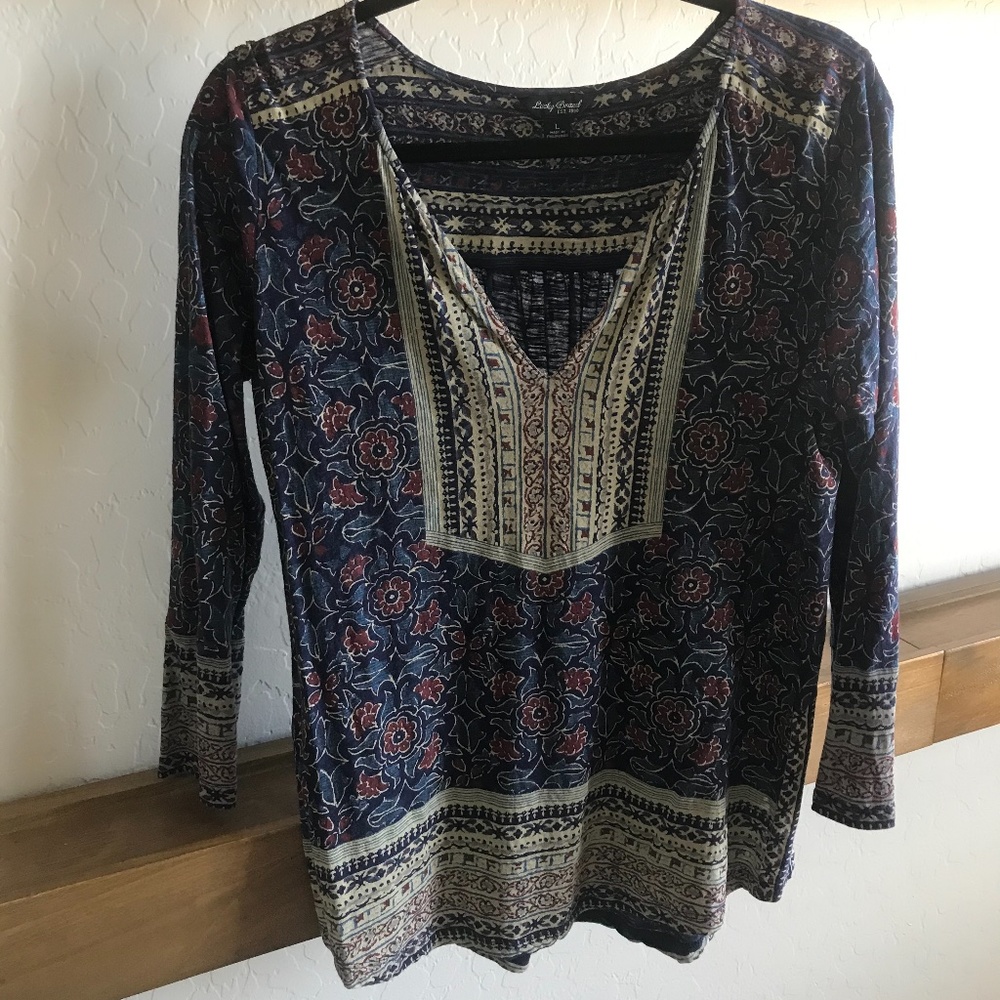 Lucky Brand Long-Sleeve Top with V-Neck